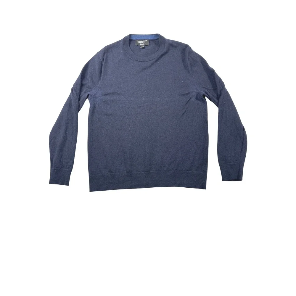 Banana Republic Mens Italian Merino Wool Crewneck Sweater Preppy Navy Blue L‎